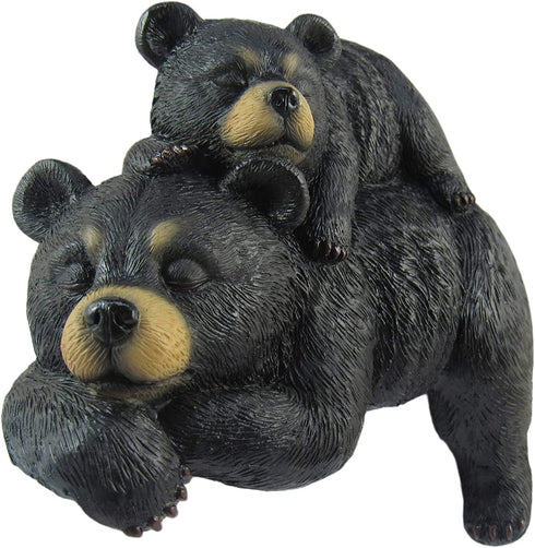DWK Black Bear Shelf Sitting Figurine | Bear Cabin Accessories Decorations for Shelves | Cute Bear Figurines | Nursery and Office Shelf Decorations - 6"