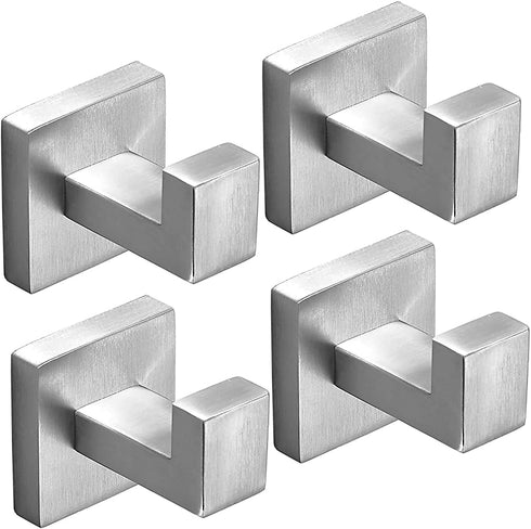4 Pack Towel Hook Brushed Nickel Wall Robe/Coat Hook Stainless Steel Heavy Duty Hook for Bathroom Bedroom Kitchen