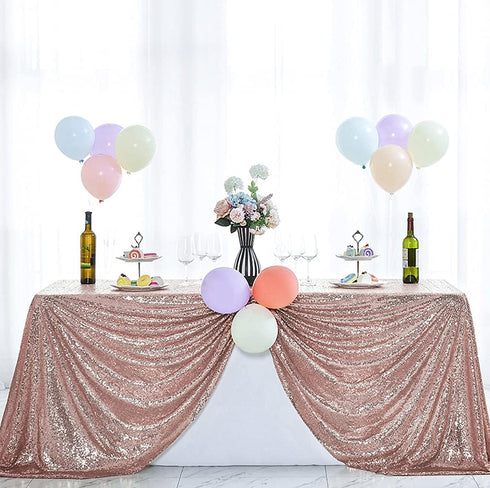 Hahuho 50x80 inch Rectangular Sequin Tablecloth Rose Gold, Glitter Tablecloth for Bridal Shower Decorations, Birthday, Wedding, Dessert, Banquet?50x80 Inch, Rose Gold?