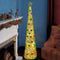 Joliyoou Artificial Christma Tree with Light, 5 FT Collapsible Tinsel Pop Up Christmas Tree with Christmas Balls & Tree Topper Battery Operated 48 LED Multi Colored Lights, Not Pre-lit (Golden)
