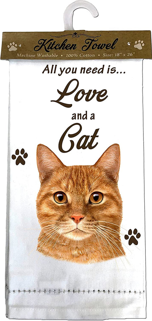 E&S Pets Tabby, orange cat Kitchen Towels, Off-white
