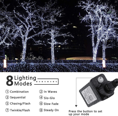 Lomotech White Christmas Lights, 66Ft 200 LED White String Light, Connectable Oversize Lamp Beads Light String, Timer Function 8 Modes Twinkle Light for Christmas, Garden, Holiday Decoration