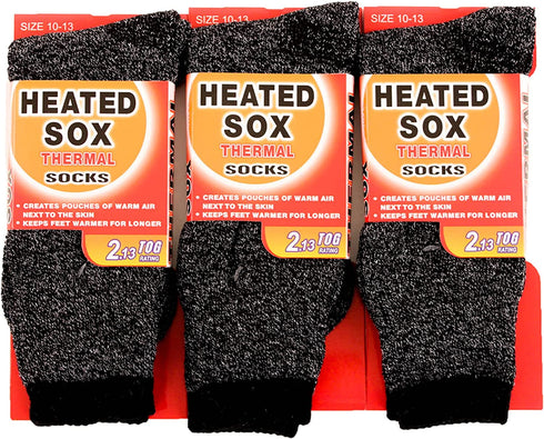 eated Sox Men's 3 Pairs of Insulated Thermal Socks.size 10-13