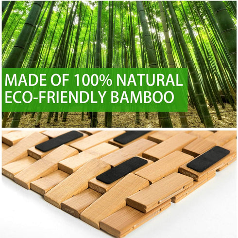 Gonioa Natural Bamboo Bath Mat, Wooden Door Mat Kitchen Floor Bath Rug, Bathroom Shower and Tub Mats, Wooden Bath Mat for Shower, Bath, Spa Or Sauna