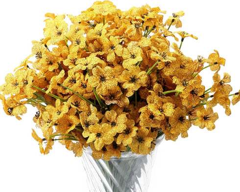 Artificial Flowers Outdoor, 20 Bundles Artificial Plants UV Resistant Fake Plants for Outdoors Outside Front Porch Window Box Hanging Planter Decoration(Yellow)