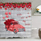 Valentine's Day Shower Curtain, Car Filled with Red Roses and Love Balloon Waterproof Shower Curtain with 12 Hooks for Bathroom Valentine's Day
