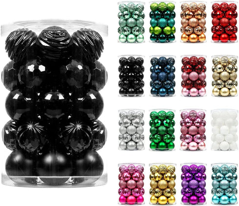 XmasExp Christmas Ball Ornaments (2.36", Black) 34ct Christmas Ball Ornaments Shatterproof Xmas Tree Hanging Balls Decorations Perfect for Holiday Wedding Christmas Decor