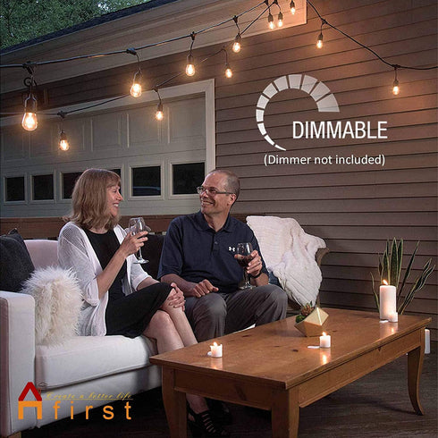 Outdoor Edison String Lights 48FT - Patio Lights 18 Bulbs 15 Sockets Commercial Weatherproof Outdoor String Lights for Backyard Garden Party Lighting