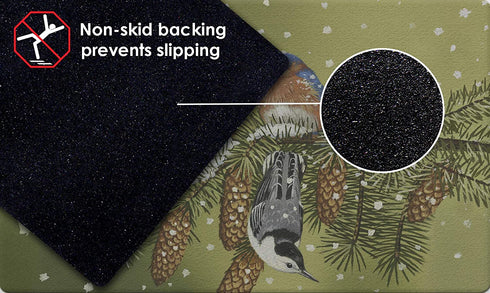 Toland Home Garden Snowy Friends 18 x 30 Inch Decorative Floor Mat Winter Bird Branch Pine Doormat - 800093