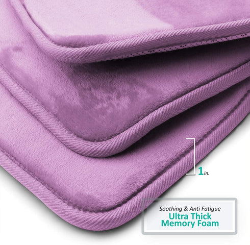 Clara Clark Bathroom Rugs, Velvet Memory Foam Bath Mat, Non-Slip Bath Rugs, Machine Wash, Dries Quickly, Ultra Soft Plush Bath Mats for Bathroom, 3 Piece Set, Lavender Dream
