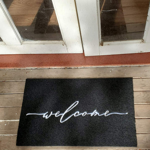 AAZZKANG Welcome Mats for Front Door Outdoor with Durable Non Slip Rubber Backing Ultra Absorb Mud Easy Clean Indoor Door Mat for Entrance Heavy Duty Doormat Black
