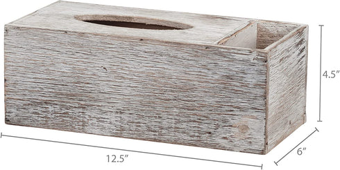 Barnyard Designs Rustic Distressed Wooden Rectangular Tissue Box Cover with Storage Compartment - Decorative Bathroom Facial Tissue Box Holder Farmhouse Decor, 12.5? x 6? x 4.5?