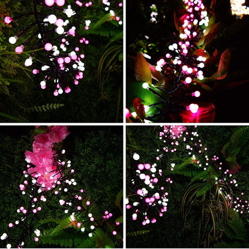 Quntis Christmas Firecracker Fairy String Lights, 13FT 400 LEDs Outdoor Indoor Valentines Cluster Twinkle Lights - Linkable Xmas Decor Lights 8 Modes for Wedding Party Window Yard Tree, Pink White