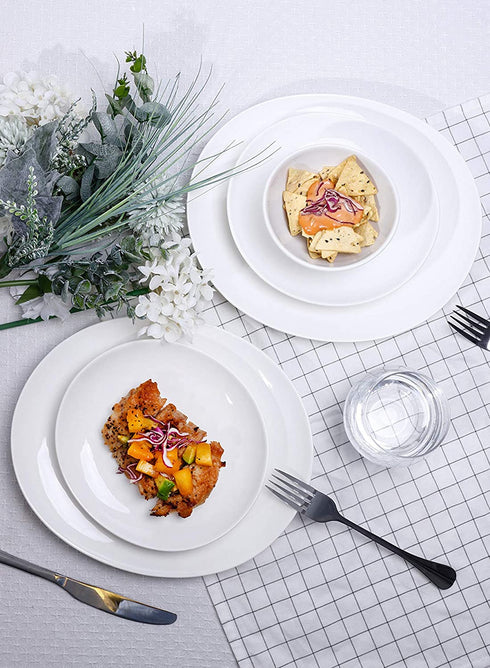 Sweese 151.001 Porcelain Dessert Salad Plates - 7.8 Inch - Set of 6, White