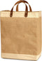 Reusable Jute French Market Tote Burlap Grocery Bags with Faux Leather Strap Handles, Interior Pocket, and Water Resistant Inner Lining Jute Shopping Bag, EXULTIMATE