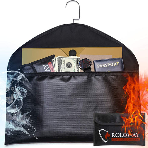 ROLOWAY Hanger Diversion Fireproof Safe with Small Fireproof Bag - Hidden Safe Compartment for Home & Travel - Secret Safe for Money Stash, Cash Hiding - Water Resistant Pocket Safe Under Clothes