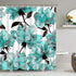 TAMOC 4 Pcs Watercolor Flower Shower Curtain Set with Non-Slip Rug, Toilet Lid Cover and Bath Mat, Blue Rose Shower Curtain with 12 Hooks, Waterproof Colorful Floral Bathroom Shower Curtain