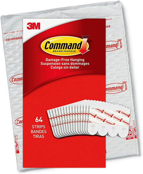 Command Small Refill Strips, White, 64-Strips - Easy to Open Packaging