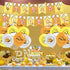 82 Pieces Lazy egg Party Supplies, Gudetama Themed Birthday Party Decoration included Banner, Latex Balloon, Cake Topper, Cupcake Toppers, 50pcs Stickers for Lazy egg Party Decoration.