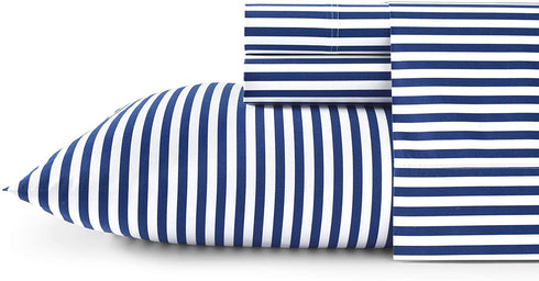 Marimekko Percale Collection Sheet Set-100% Cotton, Crisp & Cool, Lightweight & Moisture-Wicking Bedding, Twin/Twin XL, AJO Blue