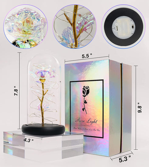 Galaxy Glass Rose,Flowers for Mothers Day First Gifts from Son Daughter Husband, Mother's Day Unique Gift for Wife, Grandma Mothers Day Funny Gifts for Mom, Birthday Valentines Day Gifts for Her Women