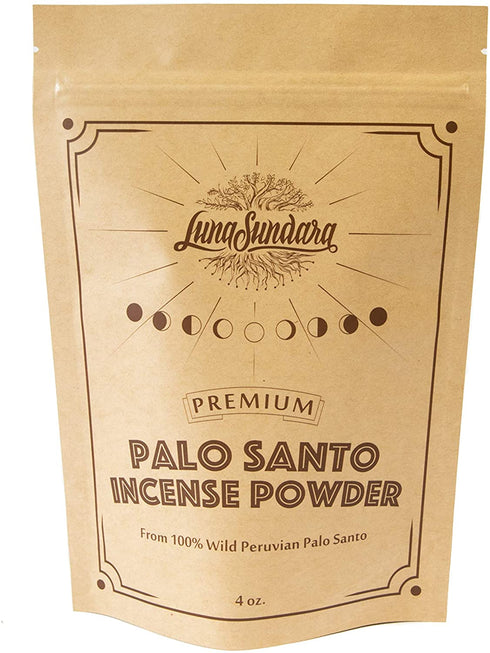 Luna Sundara Palo Santo Incense Powder from 100% Wild Peruvian Palo Santo 4oz Sustainably Palo Santo Wood Powder for Smudging and Crafting Homemade Incense