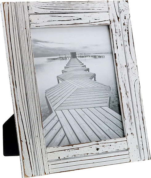 Barnyard Designs Rustic Farmhouse Distressed Picture Frame - White Wood Photo Frame 8? x 10?