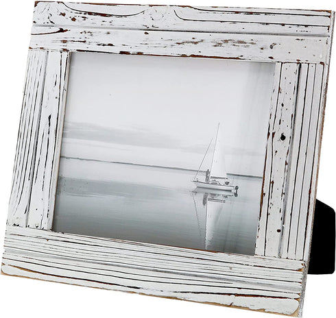 Barnyard Designs Rustic Farmhouse Distressed Picture Frame - White Wood Photo Frame 8? x 10?