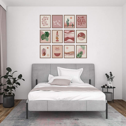 ARTIVO Boho Wall Art Prints Southwestern Art Wall Decor 8x10 12 Set, Neutral Aesthetic Wall Collage Kit, Modern Wall Art Desert Bedroom Posters,