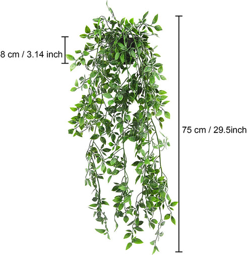 AUSTOR 2 Packs Artificial Hanging Plants with Pot Fake Plants Hanging Vines Shelf Plants Artificial Decor Potted Plants for Home Indoor Outdoor Office