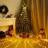 Christmas Decorations Star String Lights, 290 LED Waterfall Tree Lights with 11" Topper Star Christmas Lights Indoor Outdoor Decorative for Wedding Yard Party Home Holiday Decor (Warm White)