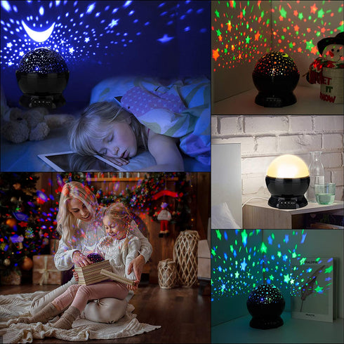 Baby Night Lights, Moon Star Projector 360 Degree Rotation - 4 LED Bulbs 8 Color Changing Light, Romantic Night Lighting Lamp, Unique Gifts for Birthday Nursery Women Children Kids Baby