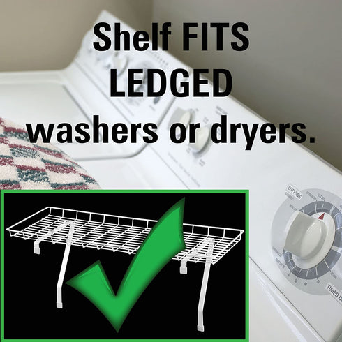 Household Essentials 05100 Rear Display Over-The-Washer Storage Shelf | Organize and Store Laundry Room Supplies | White