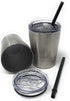 UpPeak 8.5 oz. Stainless Steel Cups with Clear Lids and Plastic Straws, 2 Pack, Double Walled Insulated for Hot and Cold Drinks, Travel Tumblers for Coffee, Cold Brew, Water or Smoothies