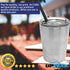 UpPeak 8.5 oz. Stainless Steel Cups with Clear Lids and Plastic Straws, 2 Pack, Double Walled Insulated for Hot and Cold Drinks, Travel Tumblers for Coffee, Cold Brew, Water or Smoothies