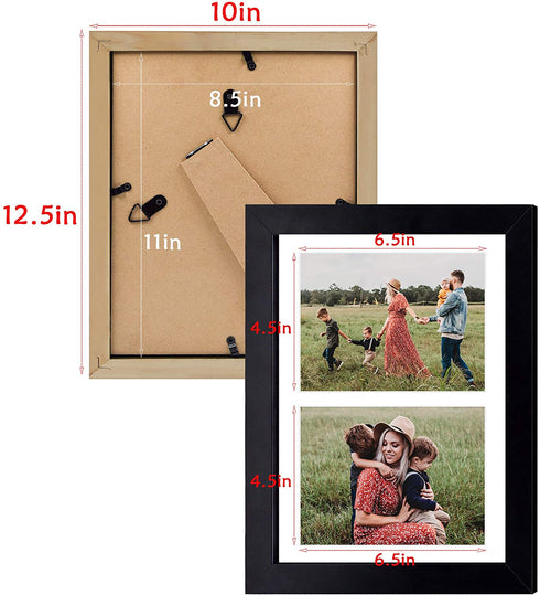 Golden State Art, 8.5x11 Black Wooden Picture Frame - White Mat for 2-5x7 Photos - Real Glass - Easel Stand for Landscape/Portrait Table Display - Home Decor - Gift for Families, Students, Friends