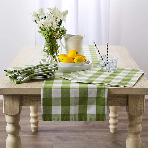 DII Buffalo Check Collection, Classic Farmhouse Table Runner, 14x108, Antique Green