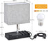 Table Lamp with USB Port, Bedside lamp for Bedroom Warm White Bulb Winshine 3 Phone Stands Grey Shade Modern Lamp with Dual USB Port, AC Outlet, Pull Chain Switch Ideal for Desk, Bedroom, Nightstand