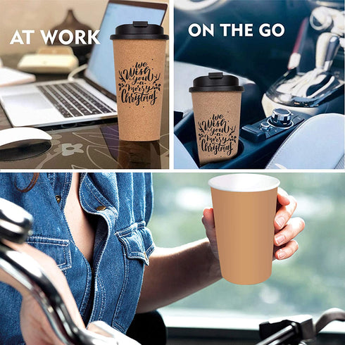 VALUE 16 oz Reusable coffee mug set Cork Cups Travel Mugs Set of 2