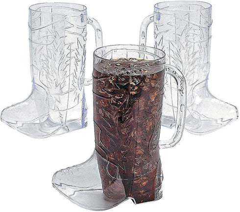 Cowboy Boot Shot Glass & Cups (12 Shot Glasses & 2 Big Mug 17oz) Hard Plastic, Cowboy Party Decorations Supplies, Nashville Bachelorette Party, Cowgirl Themed Birthday Adult Kid by 4E's Novelty