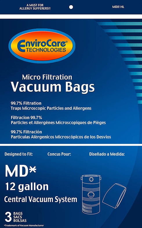 EnviroCare Replacement Vacuum Bags Designed to Fit Modern Day 12 Gallon Central Vacuums 3 Pack