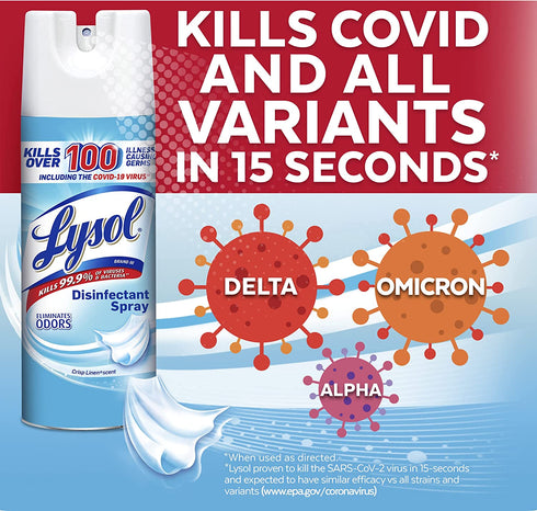 Lysol Disinfectant Spray, Sanitizing and Antibacterial Spray, For Disinfecting and Deodorizing, Crisp Linen, 2 Count, 12.5 fl oz each