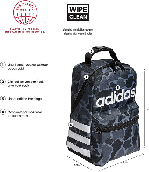 adidas Santiago 2 Insulated Lunch Bag, Nomad Camo Grey/White, One Size