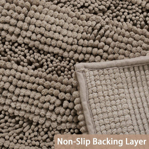 Chenille Bathroom Rugs Set Non-Slip Bath Mats for Bathroom Extra Soft and Absorbent Shaggy Bath Mats for Bathroom Floor Indoor Mat for Kitchen/Entryway (Standard: 20" x 32" and 17" x 24"),Taupe