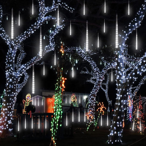 housewife cabinets Meteor Shower Lights,10 Tubes 360 Led 50cm Waterproof Christmas Lights Outdoor, Plug-in Hanging Holiday Fairy String Lights Rain Drop Falling Lights for Xmas Rooftop Patio