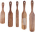 Yowzie Spurtle Shovel Scraper 5 Piece Kitchen Set Utensils Non-Stick Heat Resistant Insta-Pot Cookware Natural Slotted Acacia Wooden Set For Stirring Mixing Serving