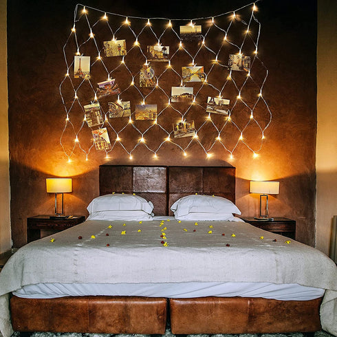 Hanging Photo Display 3.3x3.3 Ft, 75 LED Net Photo Clips String Light with 25 Clips and Remote, 8 Modes USB Operated Fairy Lights for Home Bedroom Indoor Wall Decoration (Warm White)