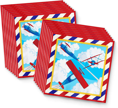 Airplane Birthday Party Supplies Set Plates Napkins Cups Tableware Kit for 16