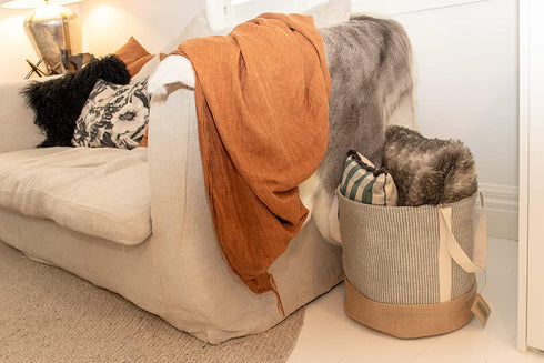 East Earth Storage Basket, the perfect Toy Storage, blanket, throw pillow or Laundry bin (light grey)