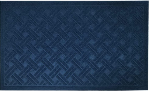 E-view Non-Slip Entrance Doormats - Washable Front Back Door Mat with Rubber Back, Waterproof Low-Profile Indoor Outdoor Welcome Rug (Blue)
